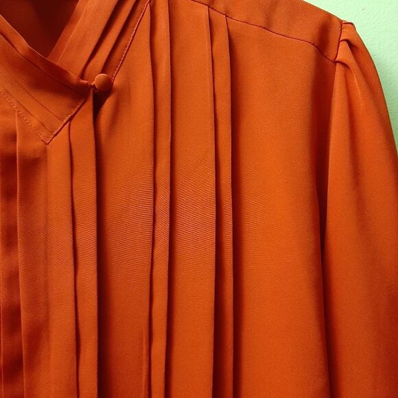 Vintage Yves St. Clair Red Pleated Button DownBlouse size 16 - Picture 5 of 12